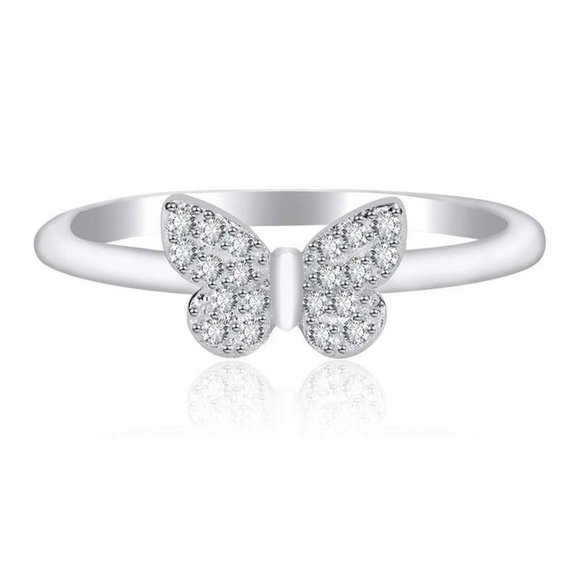 🎁 Sweet Refine Butterfly Romantic Simple Silver Ring for Women, PD604 - Picture 1 of 7